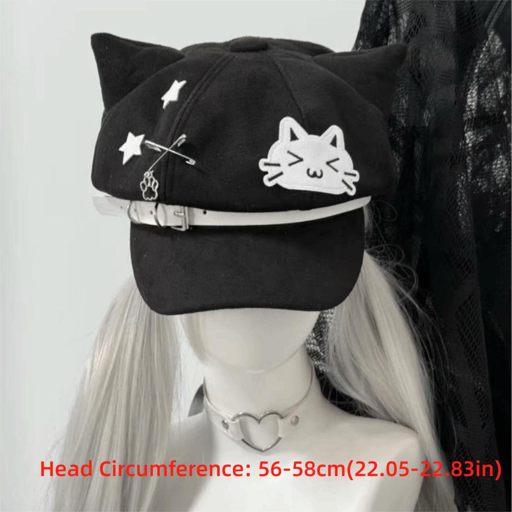 Kitten Ears Beret Hat Subculture Octagonal Cap Harajuku Newsboy Cap