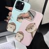 Милый чехол для телефона с узором из ежика и выдры для iPhone 17 Pro Max 16 Plus 15 Pro 14 13 12 11 XS XR 17Air Мягкий чехол с текстурой личи