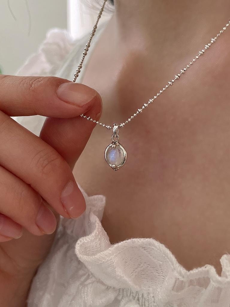 Ожерелье Melliv Silver с натуральными камнями, объемной волной, для плавления_Mvn22