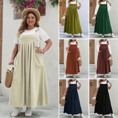 Летнее женское платье больших размеров, элегантное модное однотонное цельное платье с лямкой на шее