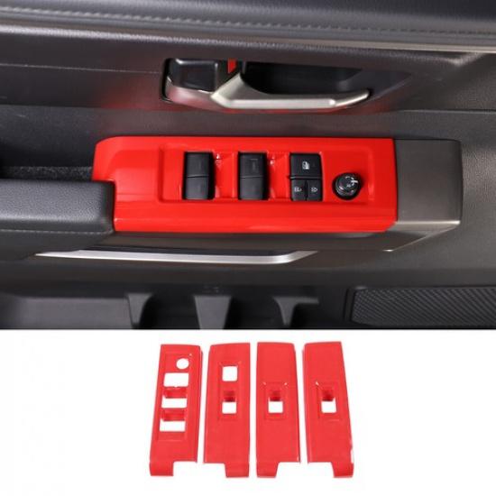 Red Inner Window Lift Switch Panel Trim Decor Cover For Toyota Tundra -24