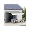 Store motorisé - Outsunny 4m - Aluminium gris clair - Télécommande et manivelle - Inclinaison réglable