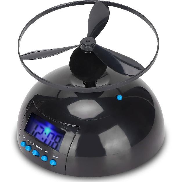 Novelty Digital LED Alarm Clock,Gadget Run Away Flying Alarm Clock for Bedroom/Office/Home/School,Rolling Helicopter Chopper Propeller Clock Creative