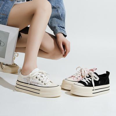 Летние сетчатые женские парусиновые туфли на толстой подошве, дышащие, повседневные, для студенток