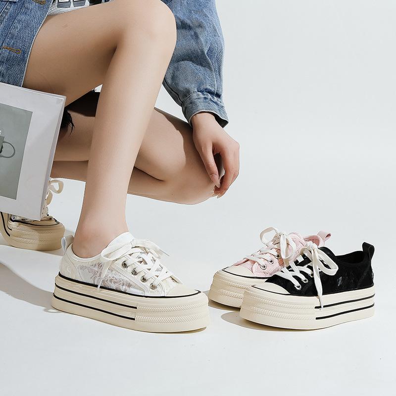 Летние сетчатые белые туфли женские на толстой подошве тонкие парусиновые туфли для студентов дышащие повседневные туфли Tide Ins для сёрфинга