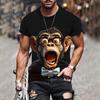 Men's T-shirt 3D Printing Monkey Pattern Top Fun T-shirt Fashion Casual Men's Street Wear Oversized Men's Clothing
