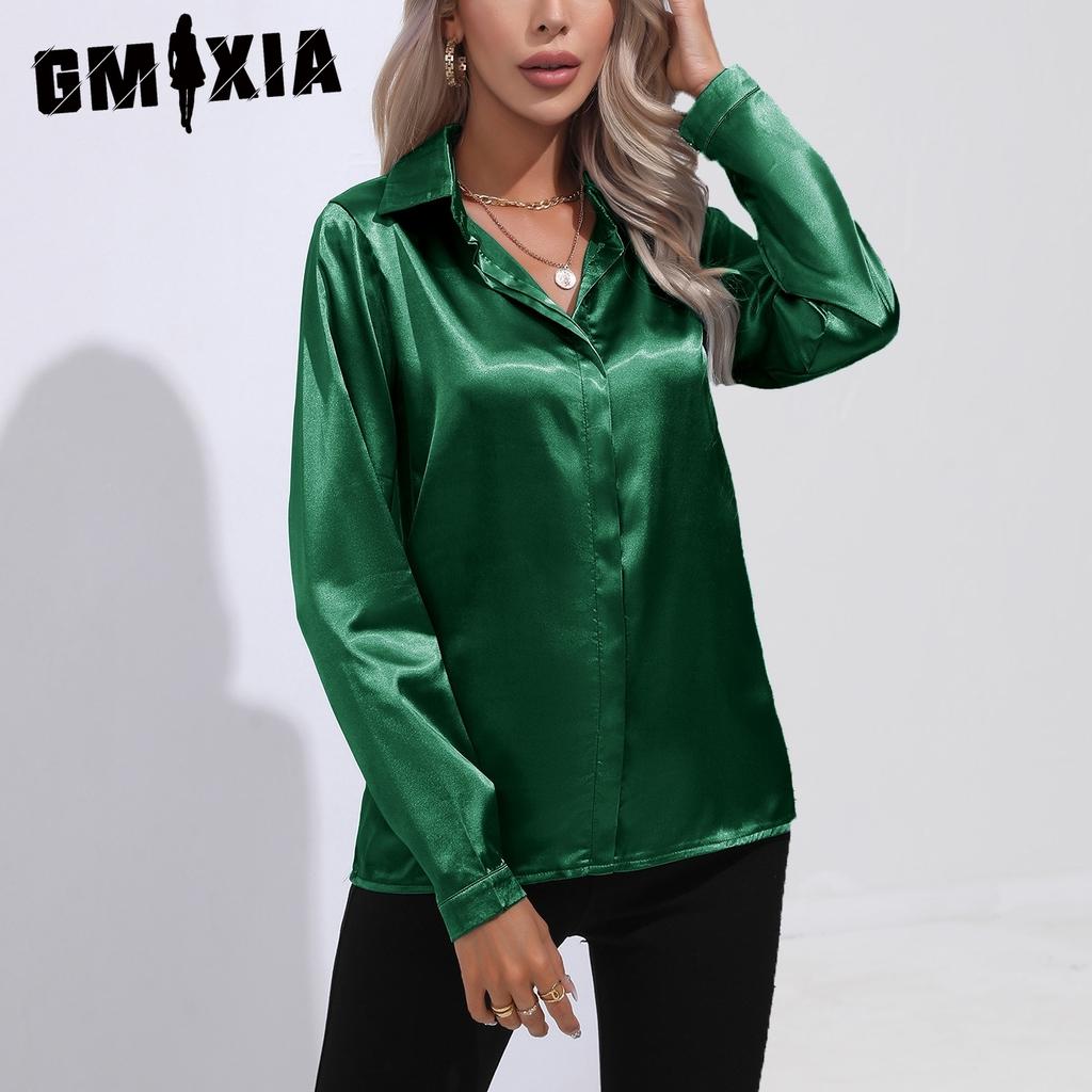 GMXIA Рубашка с цветным принтом на одной пуговице для женщин, рубашка с длинным рукавом для весенне-осенней женской одежды