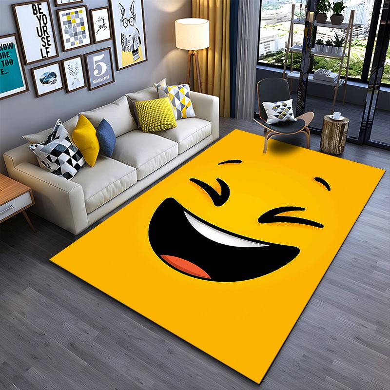 Laughing Face Yellow Carpet suitable as a non-slip mat for the living room or bedroom sofa