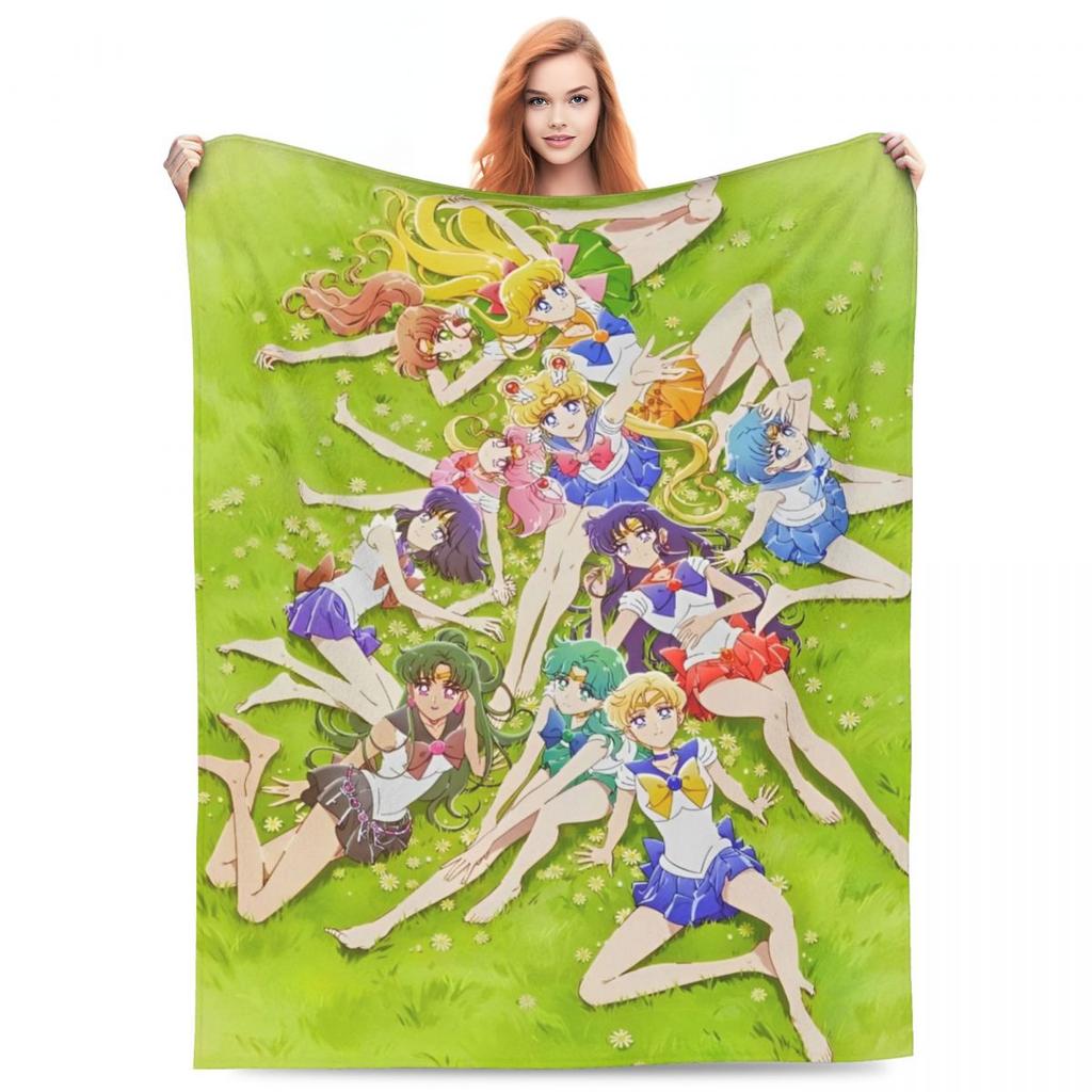 S-Sailor M-Moon Anime Blanket Quality Warm Throw Blanket Winter Picnic Outdoor Comfortable Bedspread