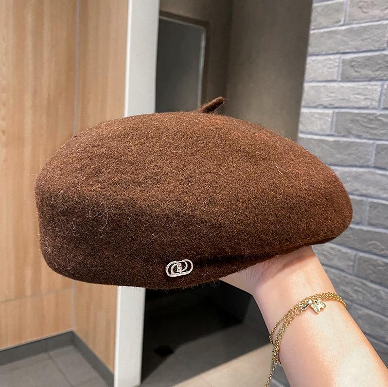 Британский шерстяной фетр Корейский бисер Ретро берет для женщин - Осень/Зима Социальный тренд художника