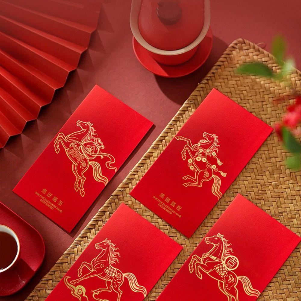 10pcs Chinese Style Hongbao Hot Stamping Money Envelopes Festive Decor Money Bag Party Decorations