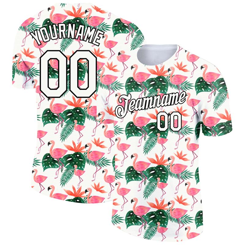 Flamingo Graphic 3D Print Customized Name Jersey Men's T-shirt Short Sleeve Gym Sport Fitness Hawaiian Style Tees