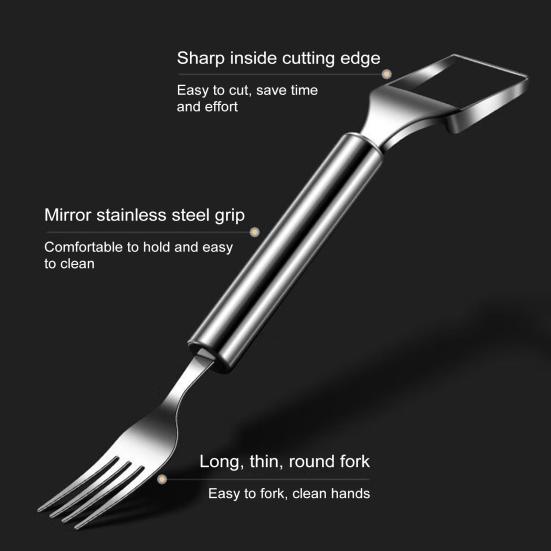 Watermelon Cutter Fork Stainless Steel Fruit Fork Slicer Melon Cube Cutting Tools for Kitchen Camping