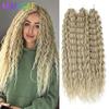 Ariel 3Pcs 300Grams Crochet Braids 22Inches Blond Piano Highlight Deep Wave Twist Braids Ombre Grey Heat Restant Synthetic