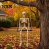 Подвижная Фигурка Скелета на шарнирах, Хэллоуинская Качающаяся Декорация, 35" Большая Жуткая Подвесная с Жуткой Декорацией для Крыльца, Деревянные Качели для Двора,