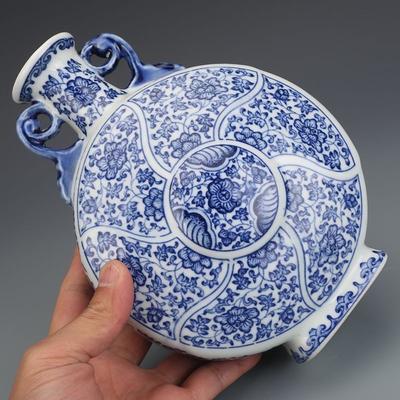 Антикварная фарфоровая коллекция Цинская династия Цяньлун Сине-белая Цзиндэчжэньская керамическая ваза Аксессуары Искусство Предметы для украшения дома и комнаты