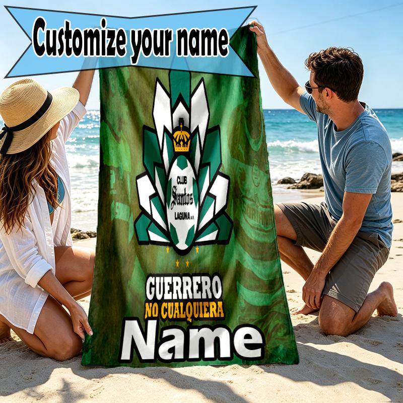Custom Name Personalized Club Santos Laguna Print Beach Towel, for Trip Camping Beach Party Home Decor, Birthday Gift for Family & Friends