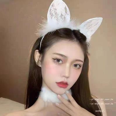 Halloween party costume ball headgear lace veil Internet celebrity cute cat rabbit ears headband hairpin