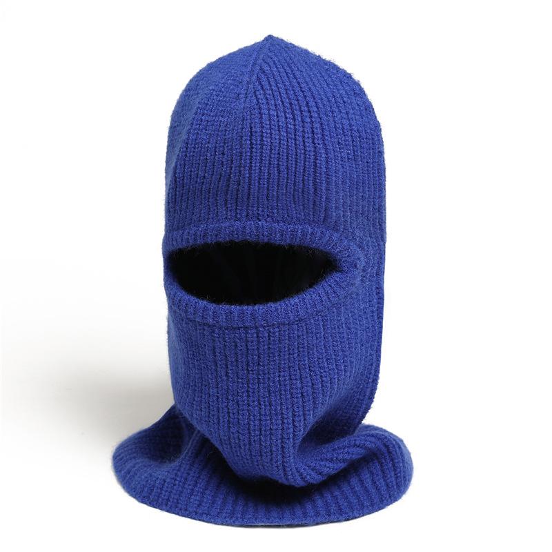 Masked Scarf Cover Hat Integrated Knitted Wool Scarf Winter Warm Solid Color Hat Ear Protection Scarf Ski Cap