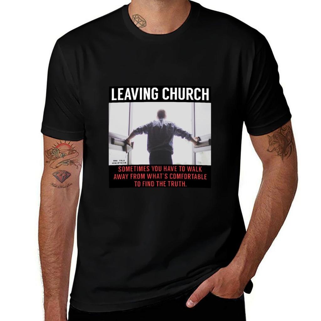 Leaving Church Tshirt Antiwrinkle Short Sleeve Tshirt