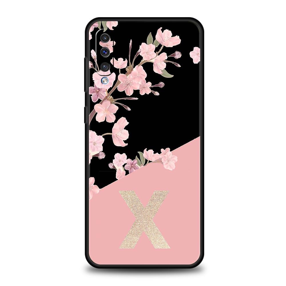 Чехол с золотыми буквами и цветами для Samsung A24 A12 A14 A32 A50 A70 A20E A20S A10S A22 A30 A40 A34 A54 A42 A52 5G A02S A04s, чехол