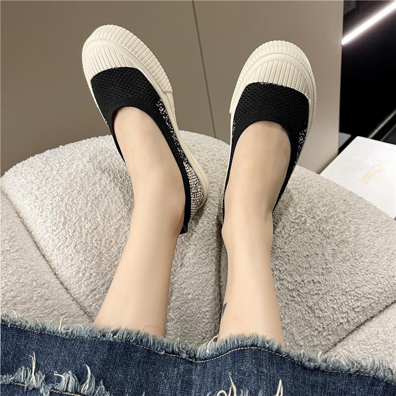 Мода 2024 года, туфли на плоской подошве с круглым носком, повседневная женская обувь, слипоны, неглубокий носок, новые мокасины, летняя обувь на плоской подошве для женщин