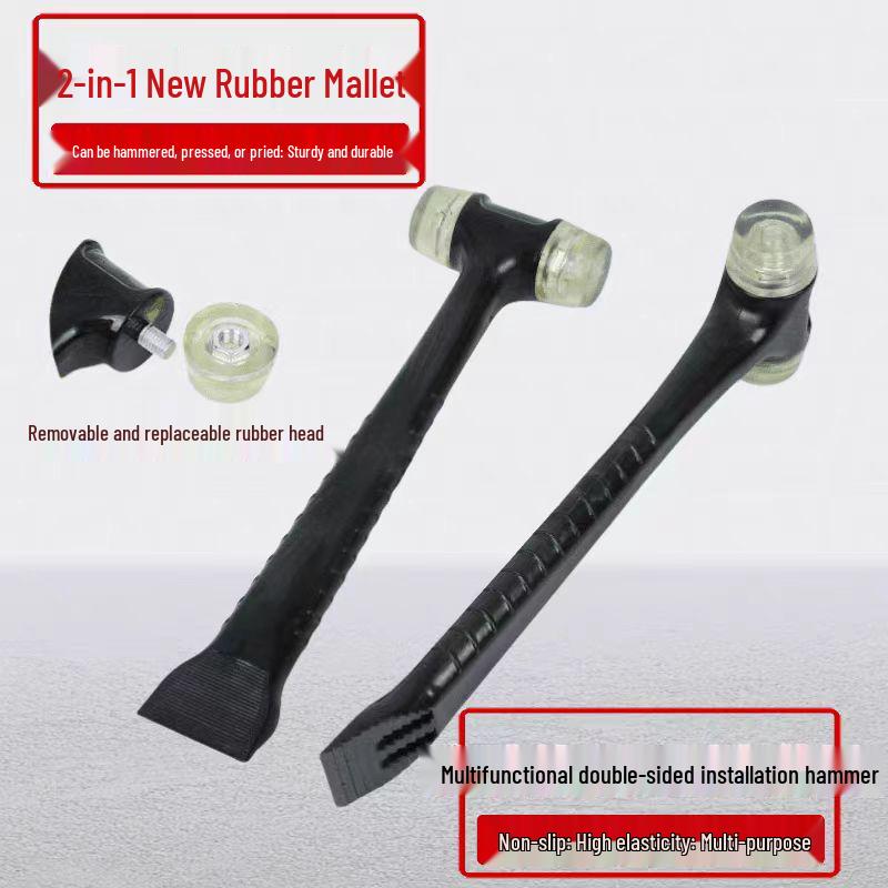Steel Core Leather Hammer: Multifunctional Tool for Tile, Door, and Window Installation with Rubber Strip and Plastic Shovel.
