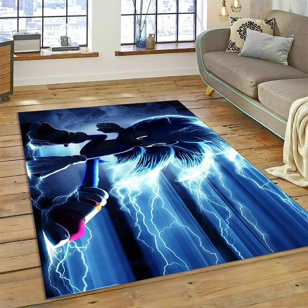Game Anime 3D S-Sonic Cartoon Carpet Rug for Bedroom Living Room Home Sofa Decoration,Children Game Large Decor Floor Mat Gift
