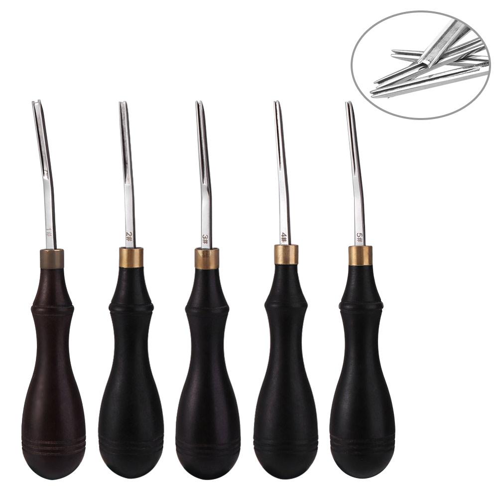 Professional Wide Mouth Skiving Tool Wooden Handle Leather Edge Beveler Polishing