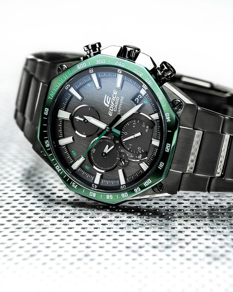 Casio Мужские аналоговые кварцевые часы Edifice из нержавеющей стали, водонепроницаемость 100 м, EQB-1100XYDC-1A