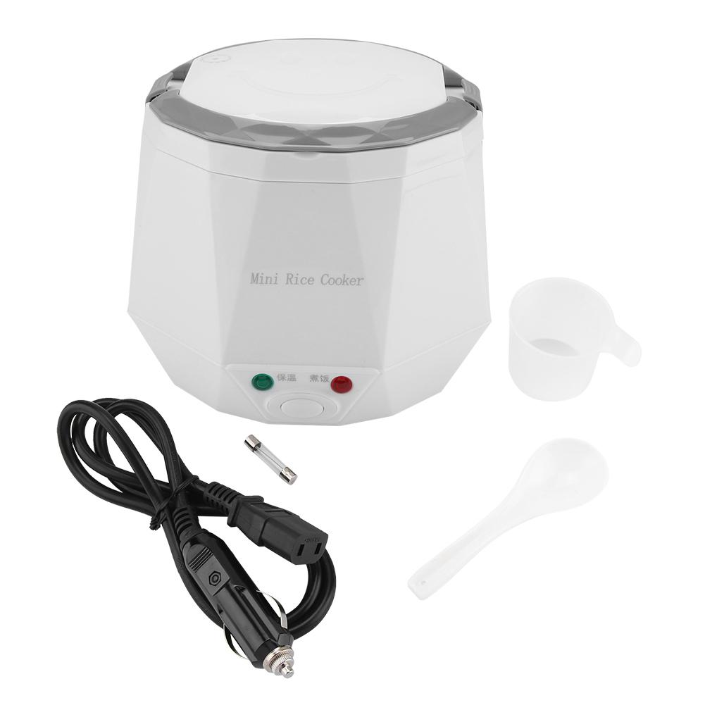 12V 100W 1.3 L Electric Portable Multifunctional Rice Cooker Food Steamer for Car White