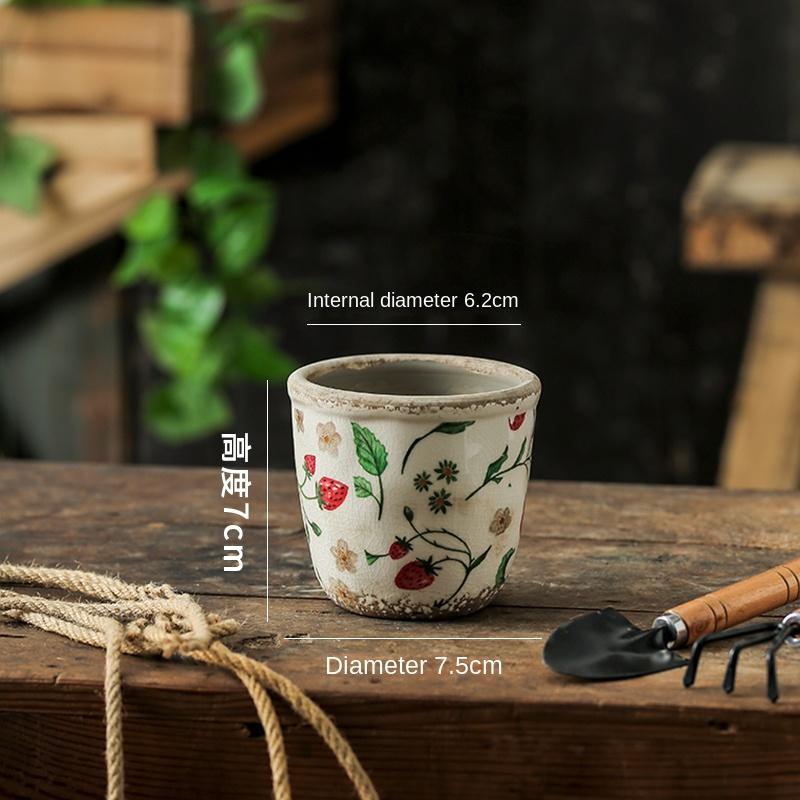 Vase Vintage Ceramic Desktop DecorationOutdoor Garden Special Flower Pot Home Indoor Breathable Creative PastoralStyle HighSense