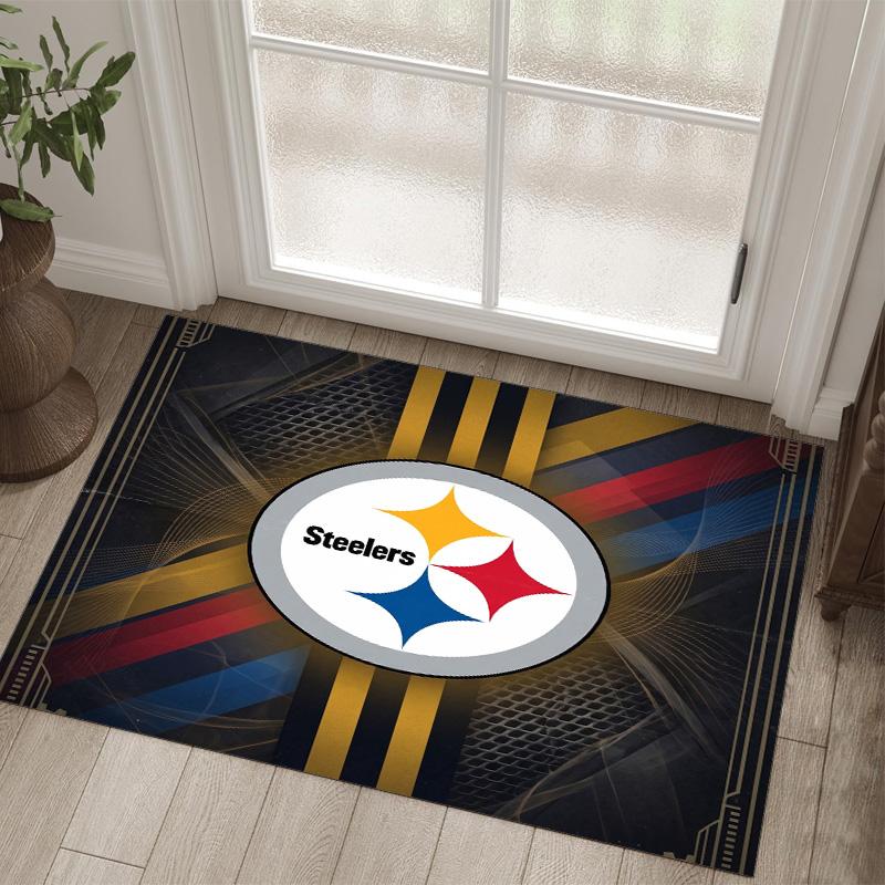 Pittsburgh Steelers Design Crystal Velvet Carpet Cozy Non?Slip Printed Rug For Bedroom Living Room Entrance