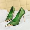 Fashion Fashion Simple Comfort National Style Women's High Heels Silk Stilettos Shallow Metal Pointed Toe Satin Banquet Singe Shoes
