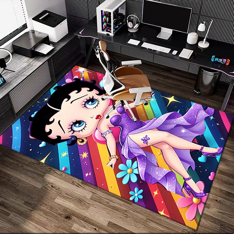 Betty Boop Print Area Rug, Multi-functional Office Chair Sofa Carpet, Easy Clean Carpet for Home and Living Spaces