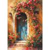 Mediterranean Village Coastal Boat Seaside Landscape Floral Field  Cottage Poster Canvas  Print Living Room Home Decor