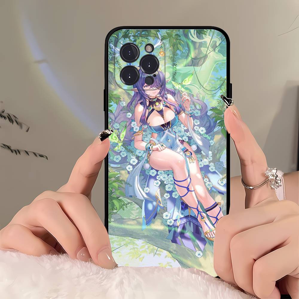 Чехол для телефона Genshin Impact Песня Вечного Моря Для iPhone 17 Air 16 15 14 Plus 13 12 Mini 11 Pro Max Черный Чехол