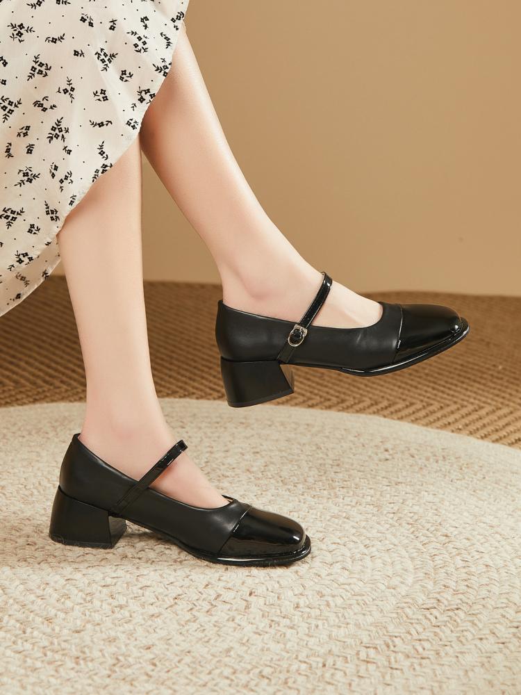 Туфли для женщин 2024 года, симпатичная женская летняя обувь Мэри Джейн, обычная кожа, повседневная, японский стиль, Лолита, готика, кавайи, квадратный носок