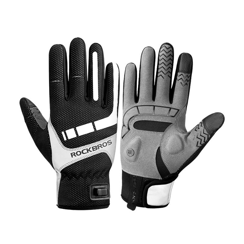 ROCKBROS Winter Cycling Gloves Windproof Breathable Warm Heating Gloves Touch Screen USB Heated Gloves Men Women Bicycle Gloves