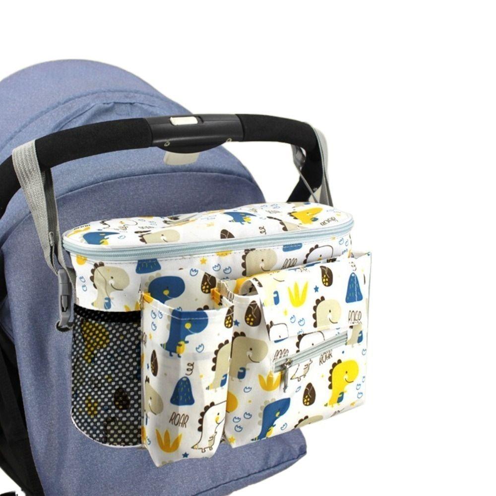 Large Capacity Baby Stroller Bag Printed Hanging Carriage Bag Infant Nappy Bags