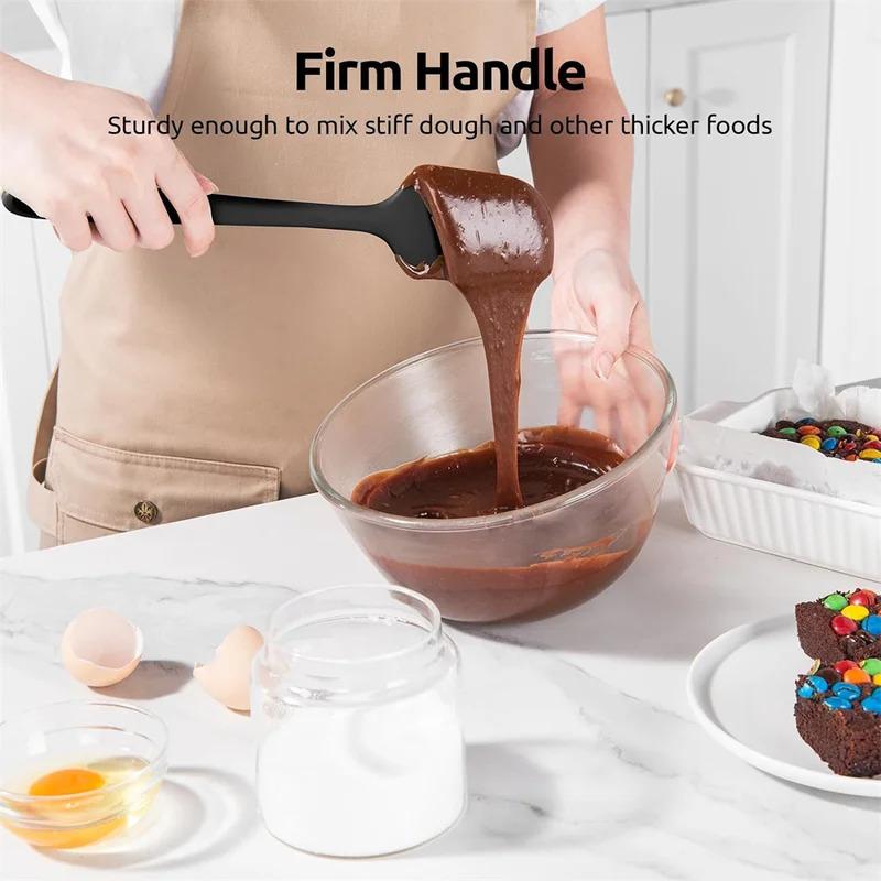 Kitchen Silicone Spatula Set, 600ºF High Heat Flex Silicone Scraper with Nonslip Handle for Cooking Mixing Baking Serving Stirri