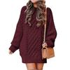 Cross-border Amazon Europe Round Neck Long Sleeve Knit Sweater Medium-length Women's Dress Thickened Needlework