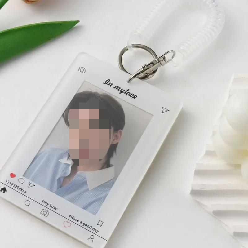 Шикарный корейский держатель для фотокарт Kpop Simplicity Macaroon Color Student ID Card Cover Case с кольцом для ключей Fashion Photocard Protector