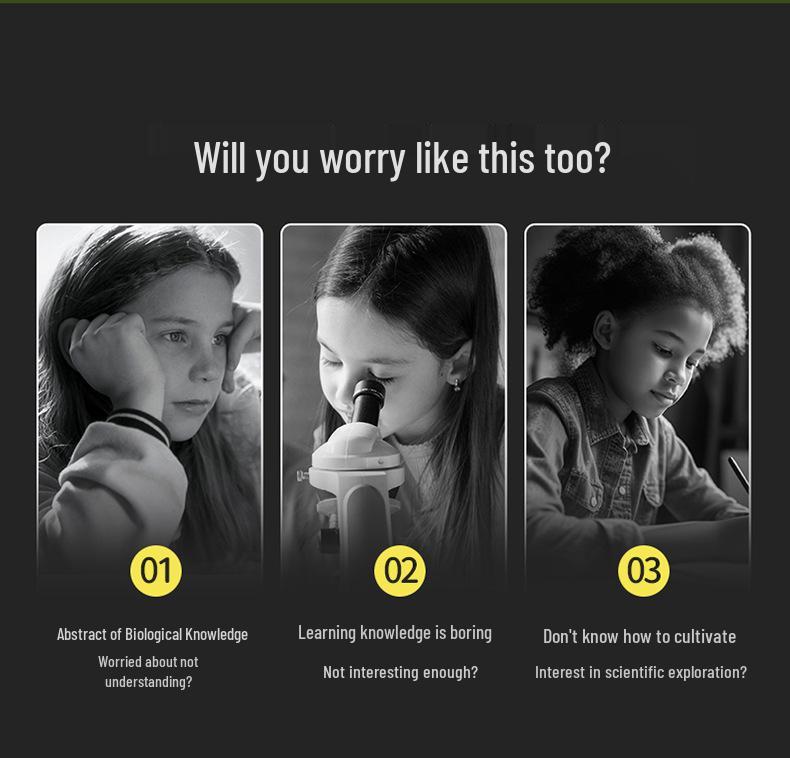 Детский HD микроскоп, научный набор с образцами, увеличение 40-16000x, для учеников начальной и средней школы.