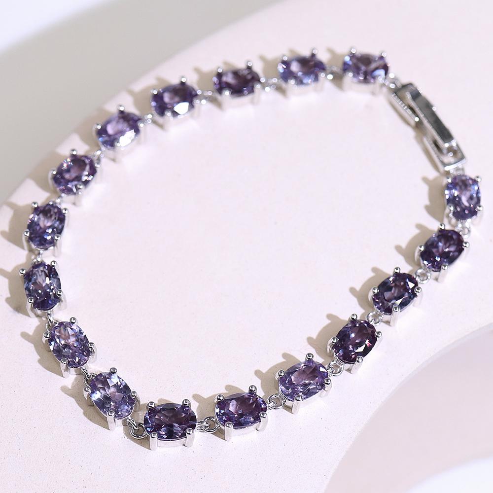 Браслет с застежкой из стерлингового серебра 925 пробы, изменение цвета, драгоценный камень Александр, изысканные украшения для женщин, мамы, жены, хороший подарок