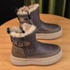 Flats Fur Women Ankle Platform Snow Boots Warm Plush Leather High Heels Shoes Winter 2024 Trend Cozy Casual Walking Botas Mujer