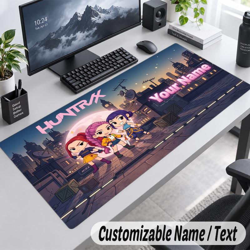 Kpop Demon Hunters Personalized Large Mouse Pad Custom Name Text Extended Desk Mat Gaming Mousepad