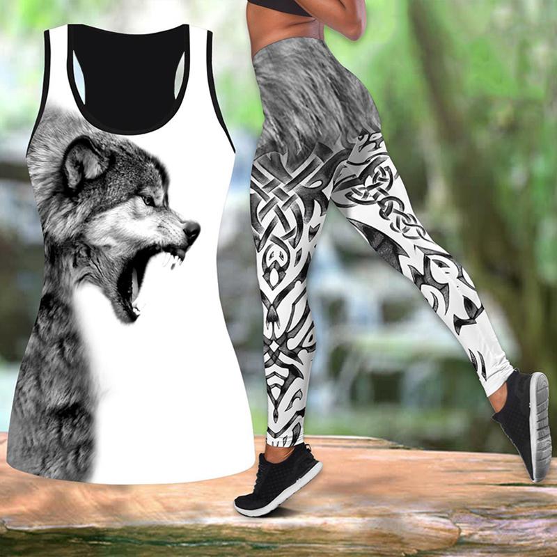 Great Wolfdog Print Yoga Outfit for Women Fashion 3D Printed Workout Leggings Fitness Sports High Waist Casual Yoga Pants for Women 2022