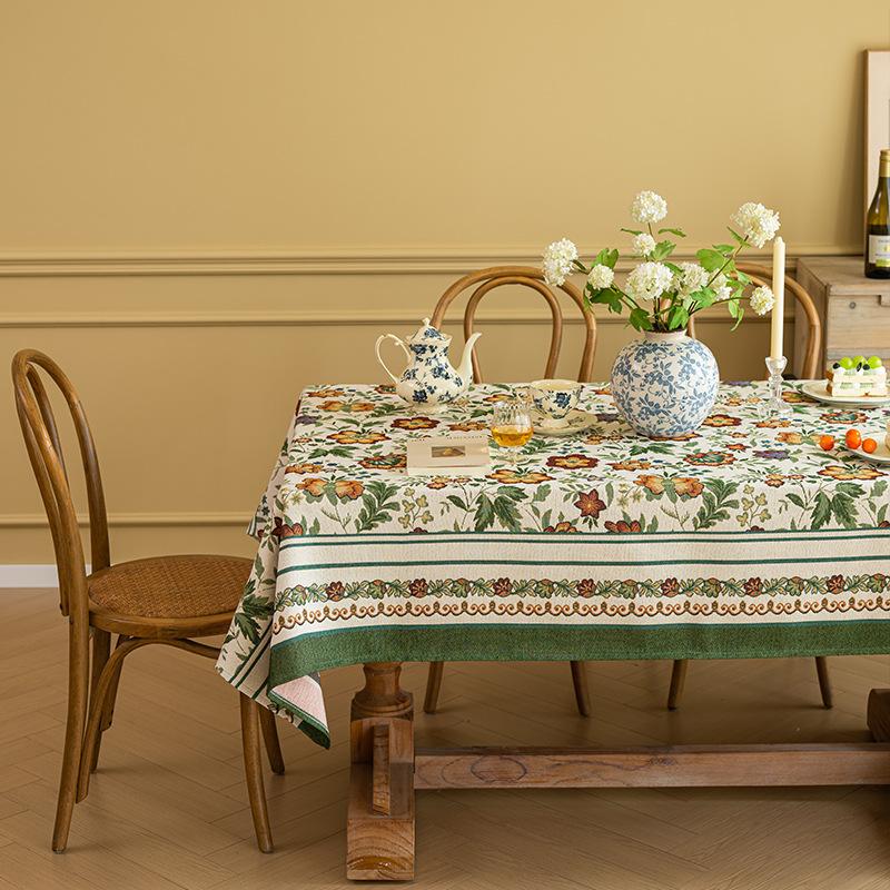 Thick Cotton Linen American Country Farmhouse Style Rectangular Tablecloth