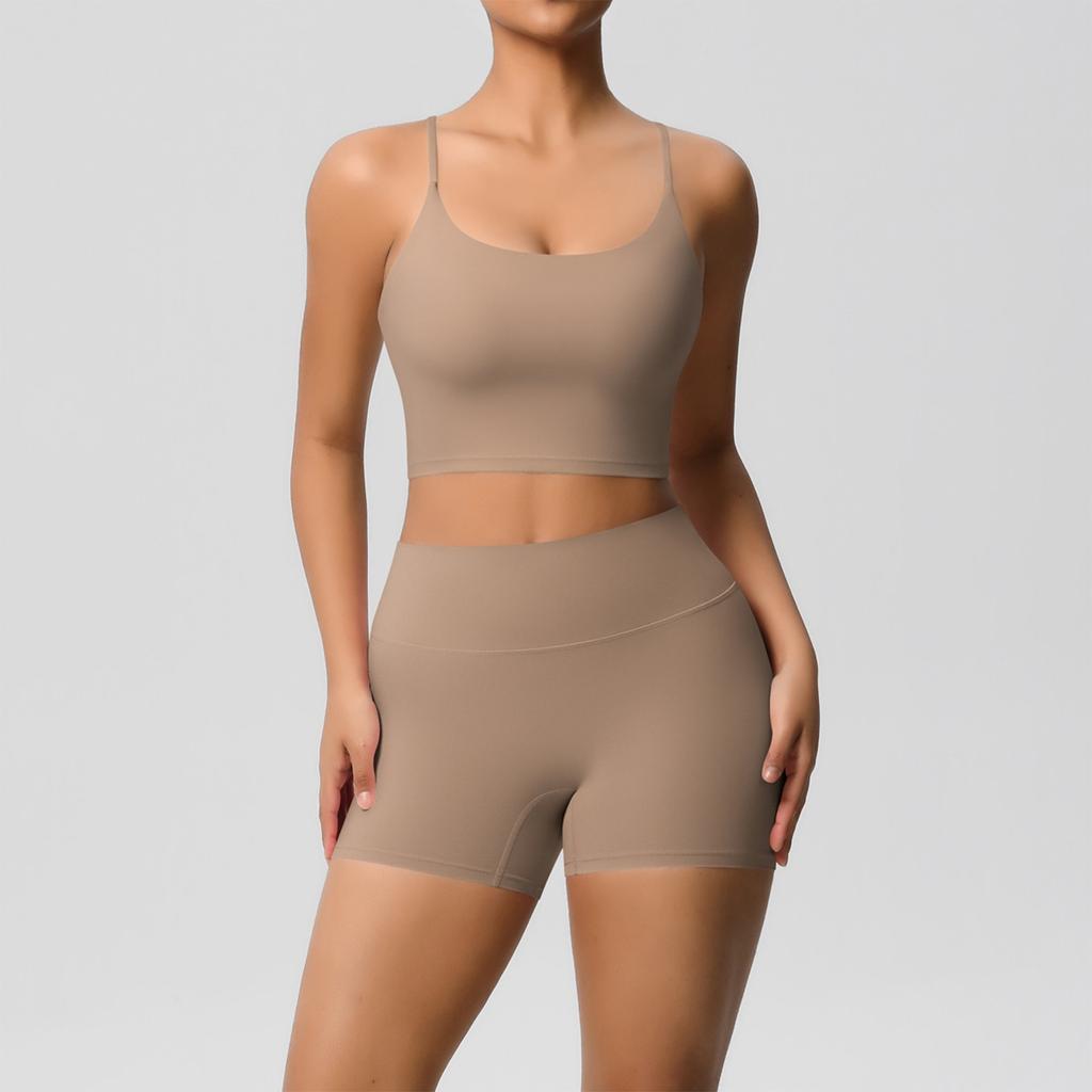 Женская мода однотонный топ с открытой спиной облегающая дышащая одежда для йоги спортивная одежда для бега фитнеса шорты комплект
